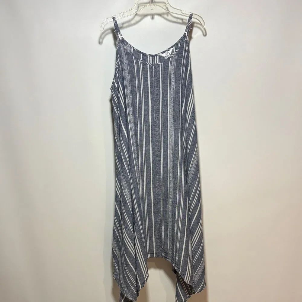 Time and Tru Navy and White Striped Midi Dress